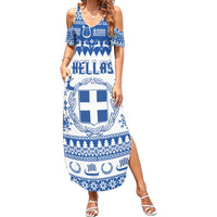 Personalized Christmas Greece Coat Of Arms Summer Maxi Dress Hellas Kala Christougena - Wonder Print Shop