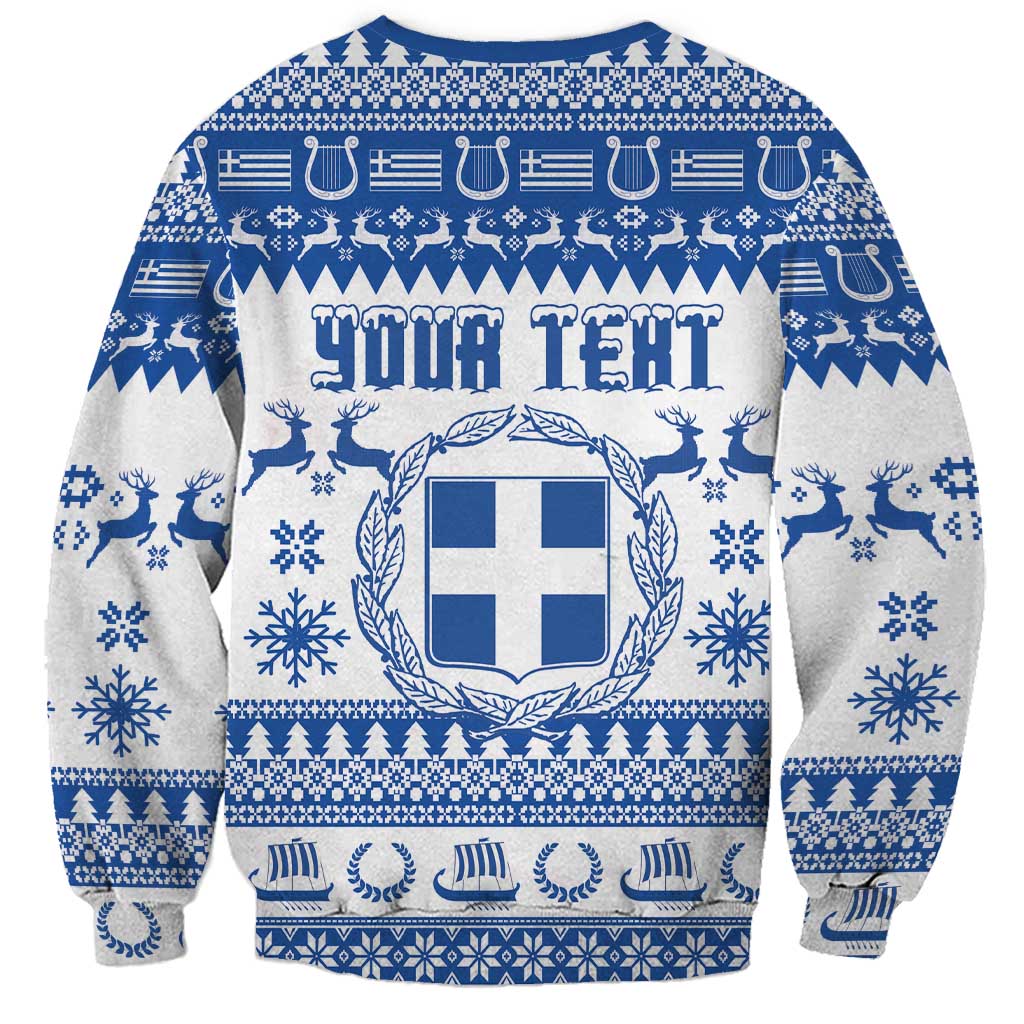 Personalized Christmas Greece Coat Of Arms Sweatshirt Hellas Kala Christougena - Wonder Print Shop