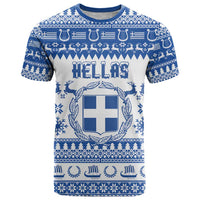 Personalized Christmas Greece Coat Of Arms T Shirt Hellas Kala Christougena - Wonder Print Shop
