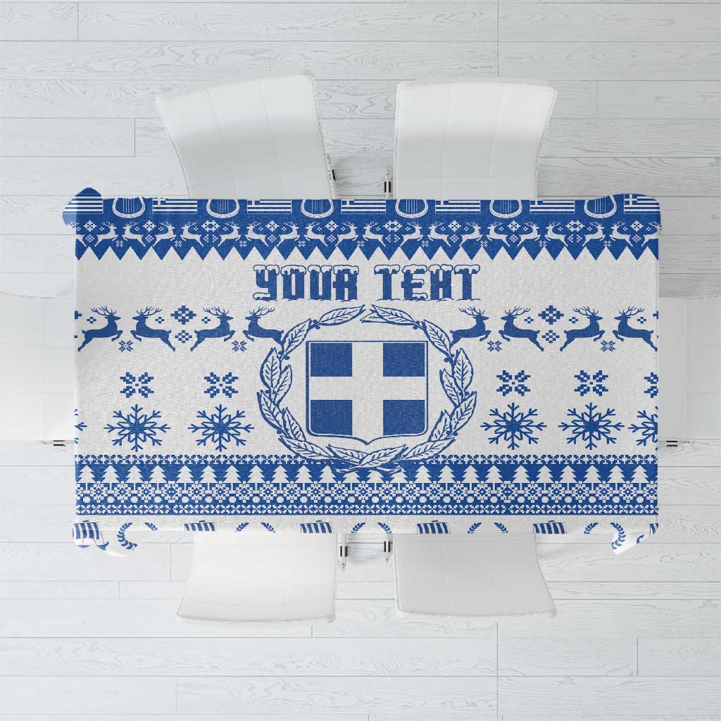 Personalized Christmas Greece Coat Of Arms Tablecloth Hellas Kala Christougena - Wonder Print Shop