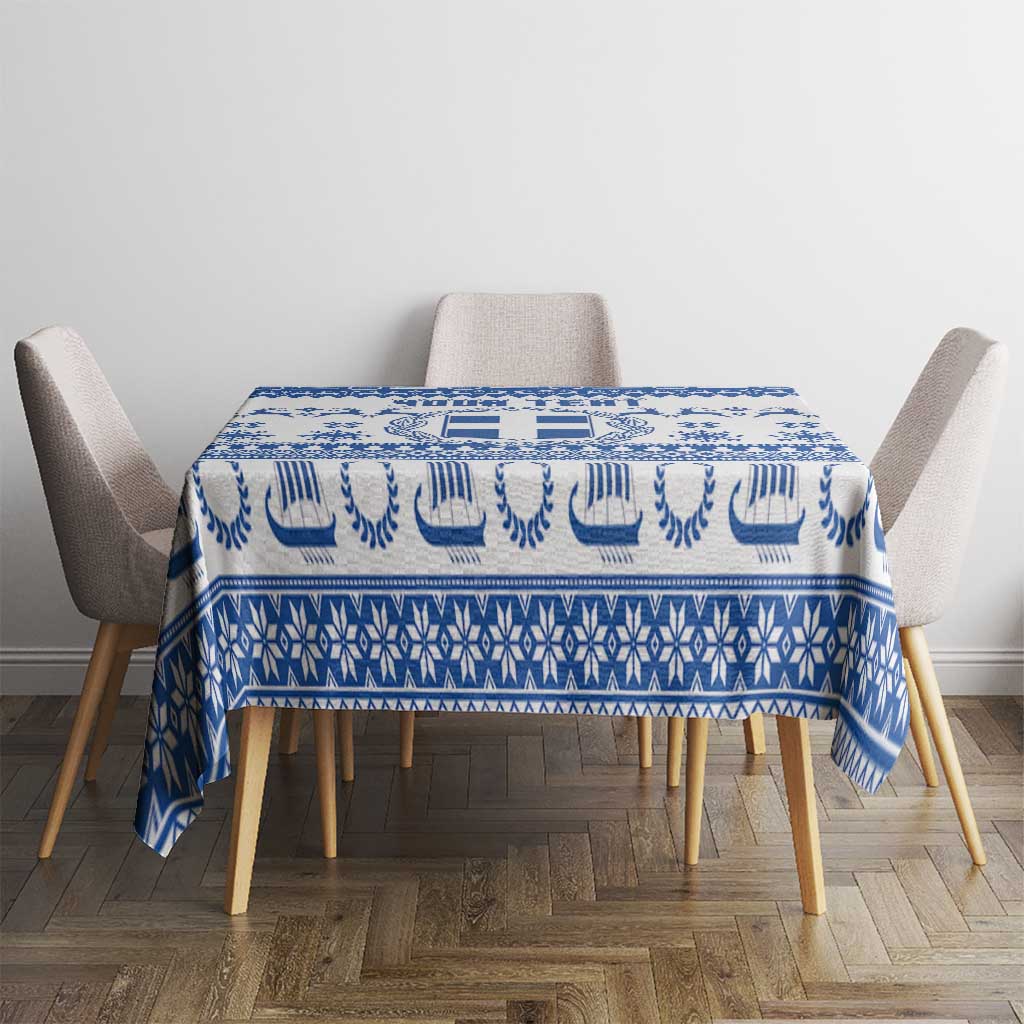 Personalized Christmas Greece Coat Of Arms Tablecloth Hellas Kala Christougena - Wonder Print Shop