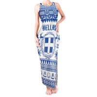 Personalized Christmas Greece Coat Of Arms Tank Maxi Dress Hellas Kala Christougena - Wonder Print Shop