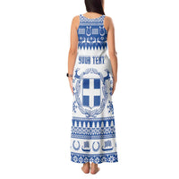 Personalized Christmas Greece Coat Of Arms Tank Maxi Dress Hellas Kala Christougena - Wonder Print Shop