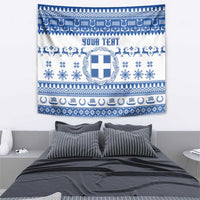 Personalized Christmas Greece Coat Of Arms Tapestry Hellas Kala Christougena - Wonder Print Shop