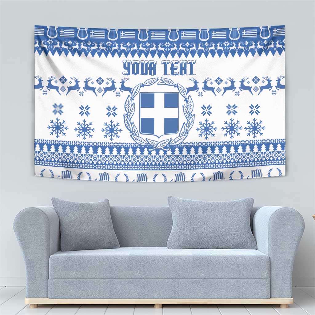 Personalized Christmas Greece Coat Of Arms Tapestry Hellas Kala Christougena - Wonder Print Shop