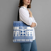 Personalized Christmas Greece Coat Of Arms Tote Bag Hellas Kala Christougena - Wonder Print Shop