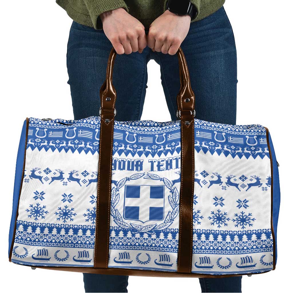 Personalized Christmas Greece Coat Of Arms Travel Bag Hellas Kala Christougena - Wonder Print Shop