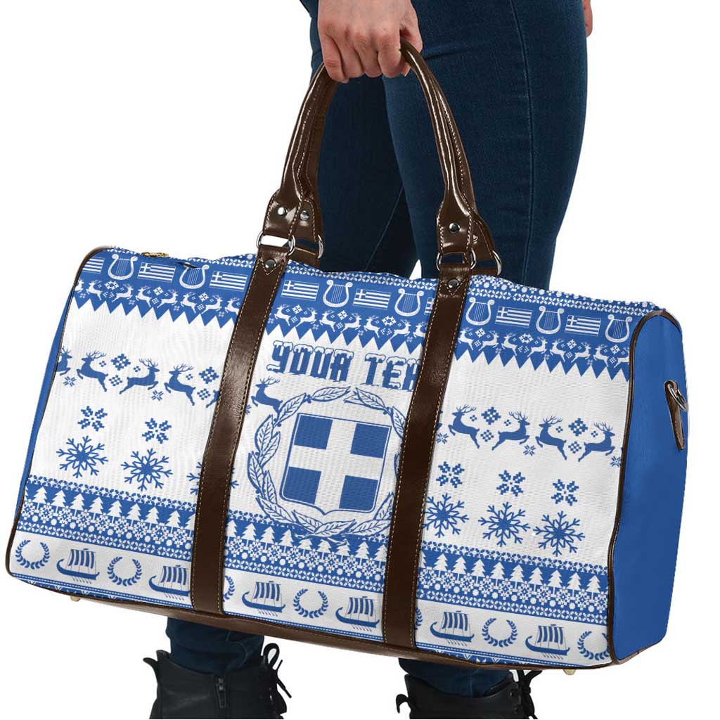 Personalized Christmas Greece Coat Of Arms Travel Bag Hellas Kala Christougena - Wonder Print Shop