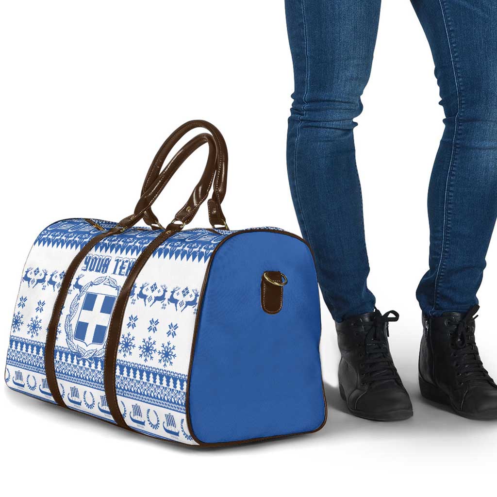Personalized Christmas Greece Coat Of Arms Travel Bag Hellas Kala Christougena - Wonder Print Shop