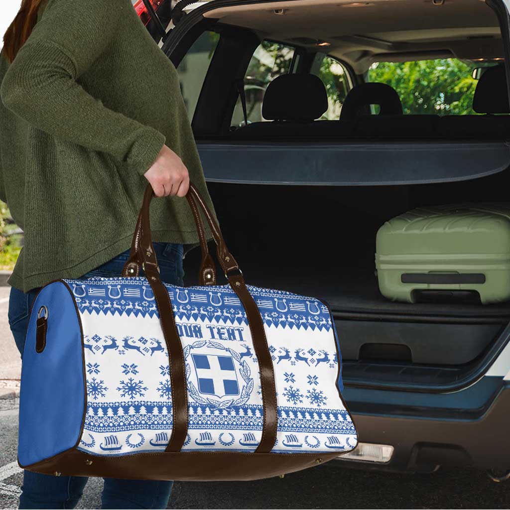 Personalized Christmas Greece Coat Of Arms Travel Bag Hellas Kala Christougena - Wonder Print Shop