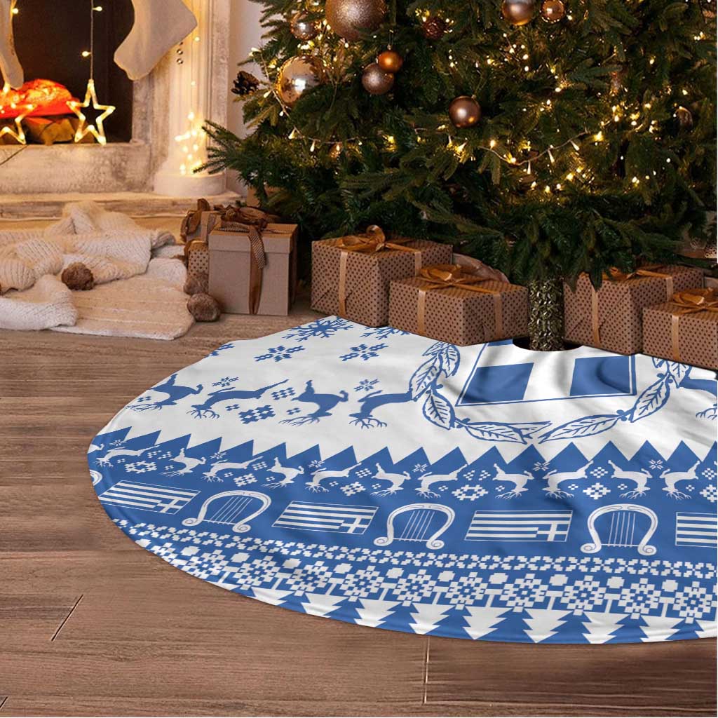 Personalized Christmas Greece Coat Of Arms Tree Skirt Hellas Kala Christougena - Wonder Print Shop