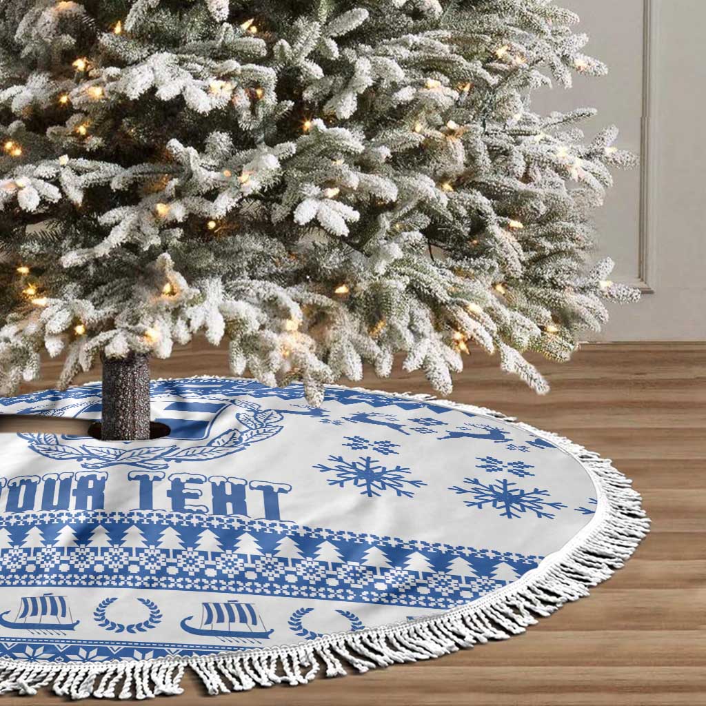 Personalized Christmas Greece Coat Of Arms Tree Skirt Hellas Kala Christougena - Wonder Print Shop