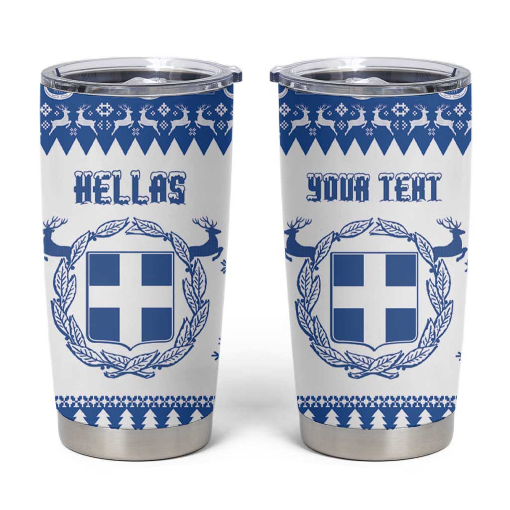 Personalized Christmas Greece Coat Of Arms Tumbler Cup Hellas Kala Christougena - Wonder Print Shop