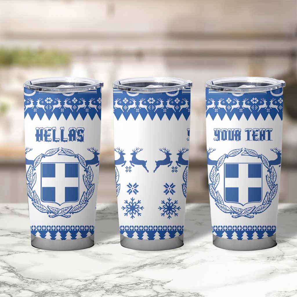 Personalized Christmas Greece Coat Of Arms Tumbler Cup Hellas Kala Christougena - Wonder Print Shop