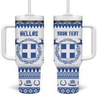 Personalized Christmas Greece Coat Of Arms Tumbler With Handle Hellas Kala Christougena - Wonder Print Shop