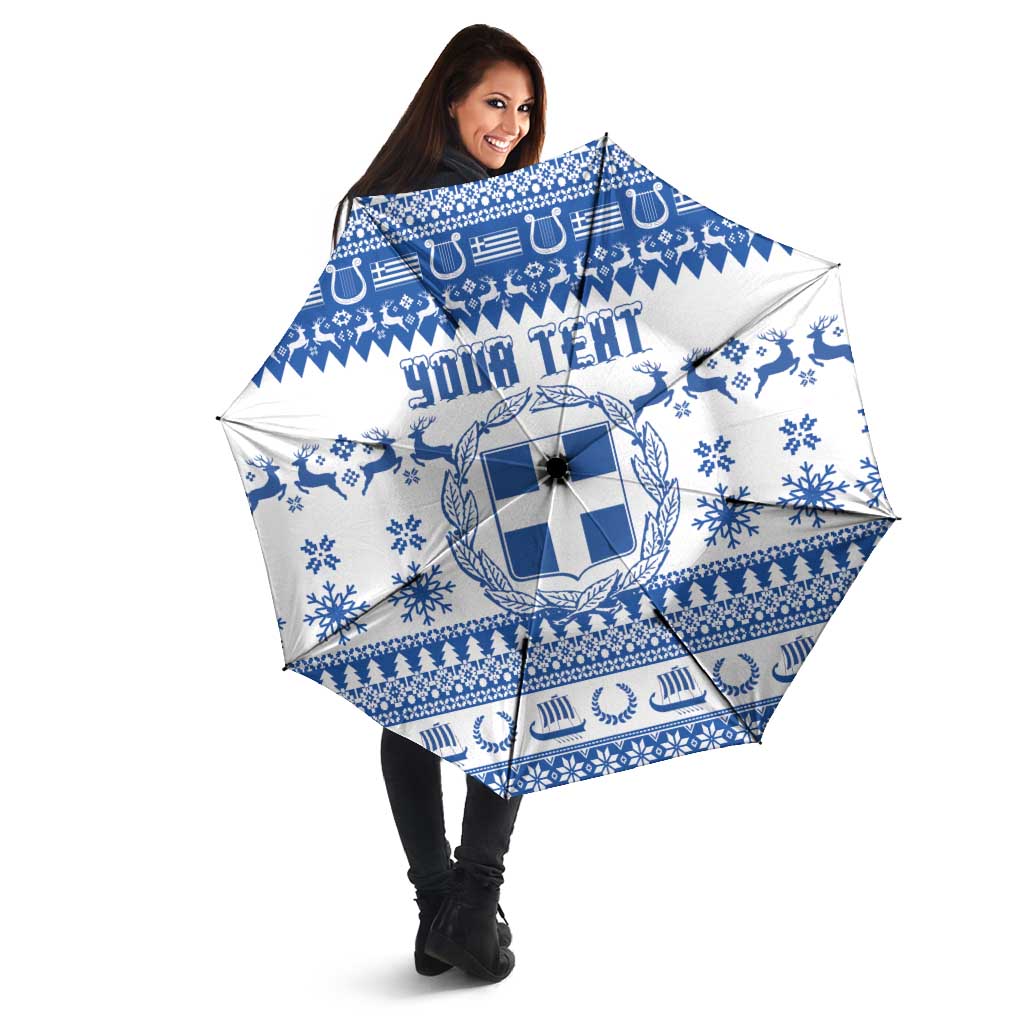 Personalized Christmas Greece Coat Of Arms Umbrella Hellas Kala Christougena - Wonder Print Shop