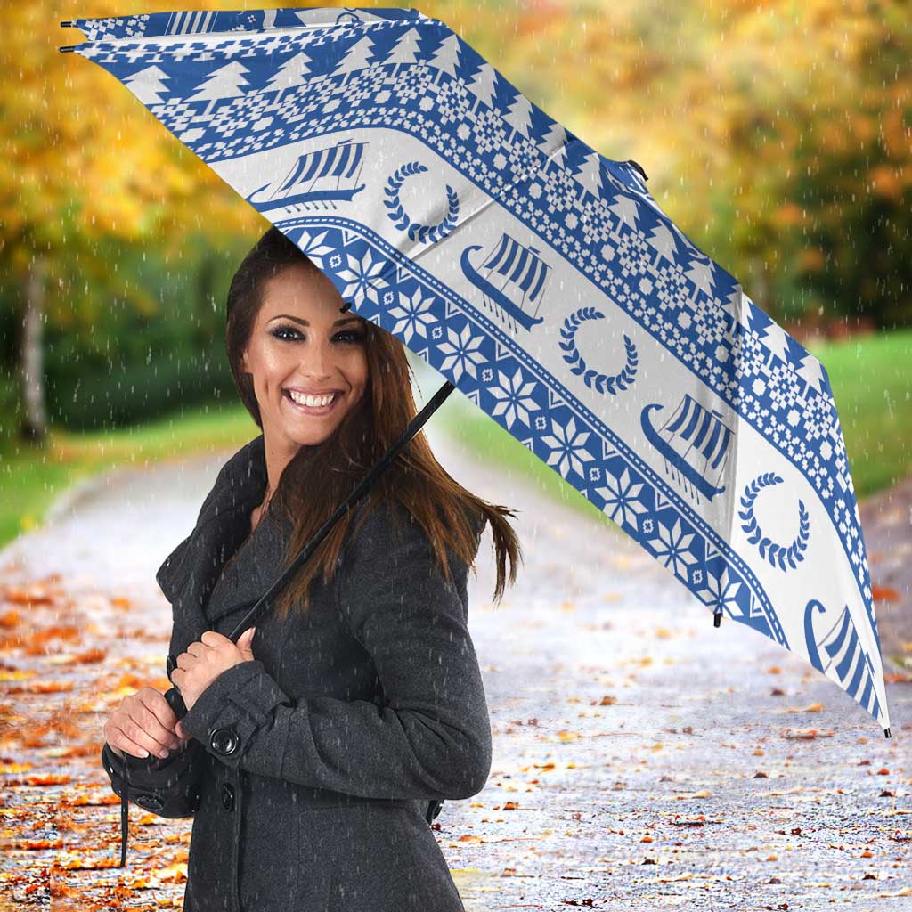 Personalized Christmas Greece Coat Of Arms Umbrella Hellas Kala Christougena - Wonder Print Shop