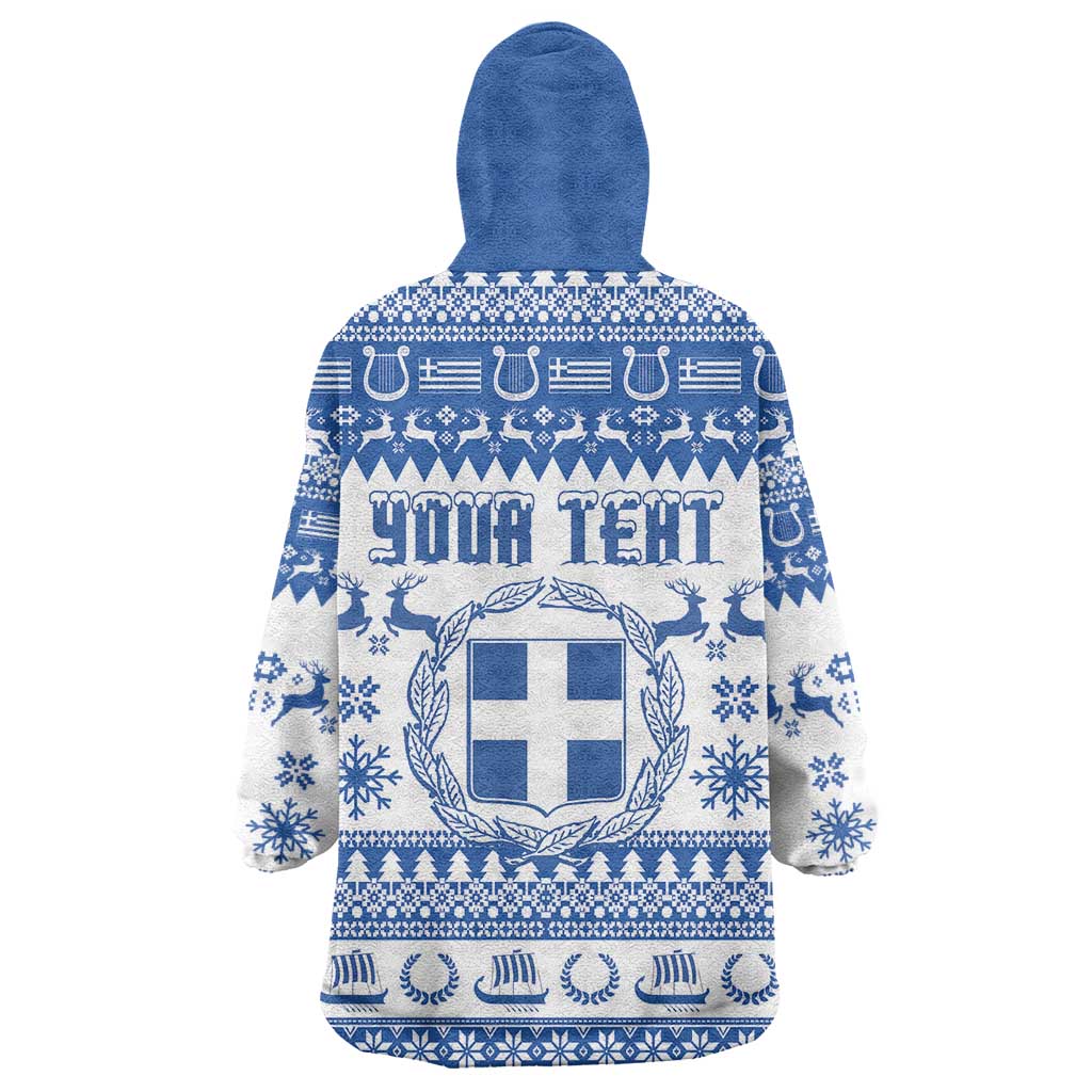 Personalized Christmas Greece Coat Of Arms Wearable Blanket Hoodie Hellas Kala Christougena - Wonder Print Shop