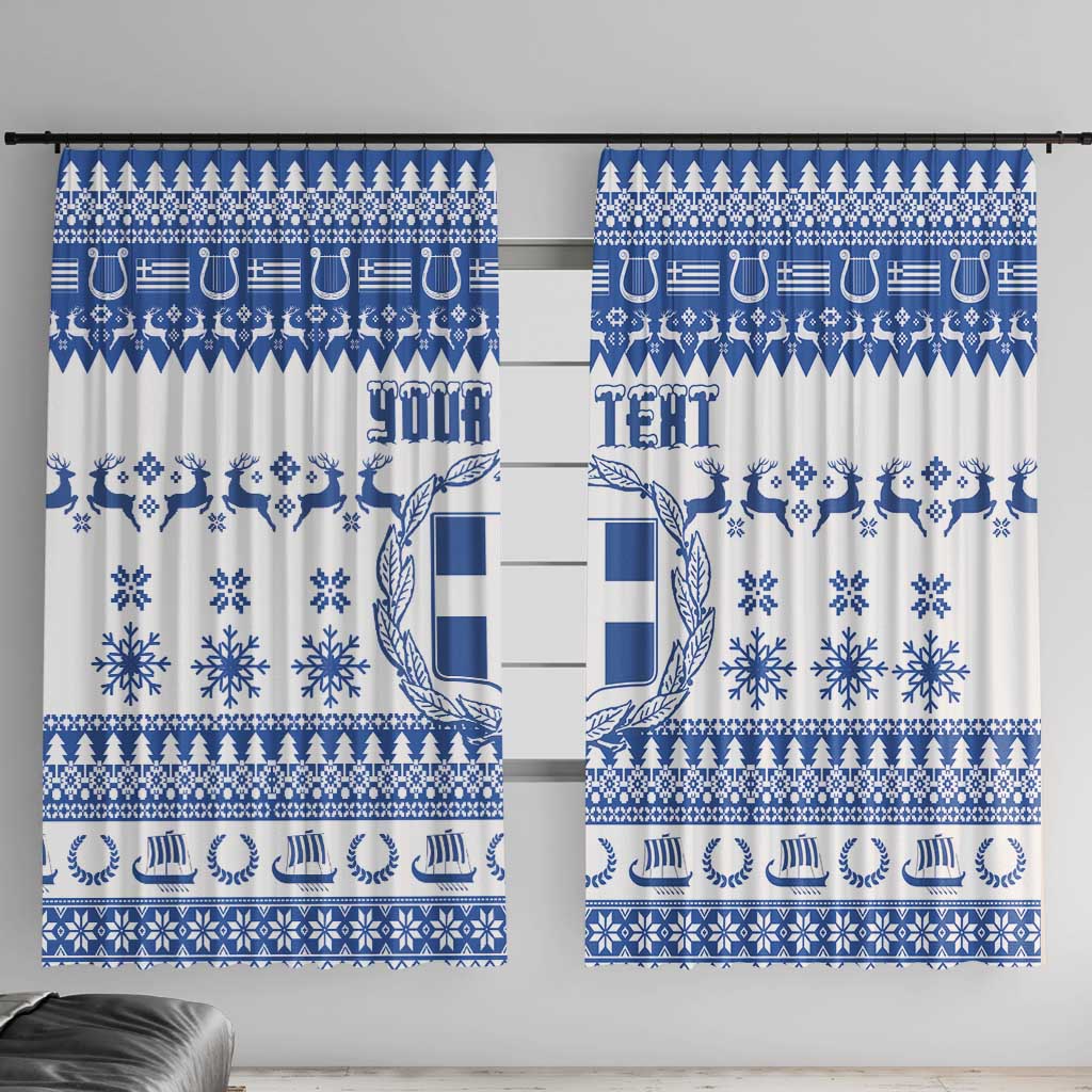 Personalized Christmas Greece Coat Of Arms Window Curtain Hellas Kala Christougena - Wonder Print Shop