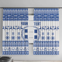 Personalized Christmas Greece Coat Of Arms Window Curtain Hellas Kala Christougena - Wonder Print Shop