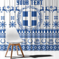 Personalized Christmas Greece Coat Of Arms Window Curtain Hellas Kala Christougena - Wonder Print Shop