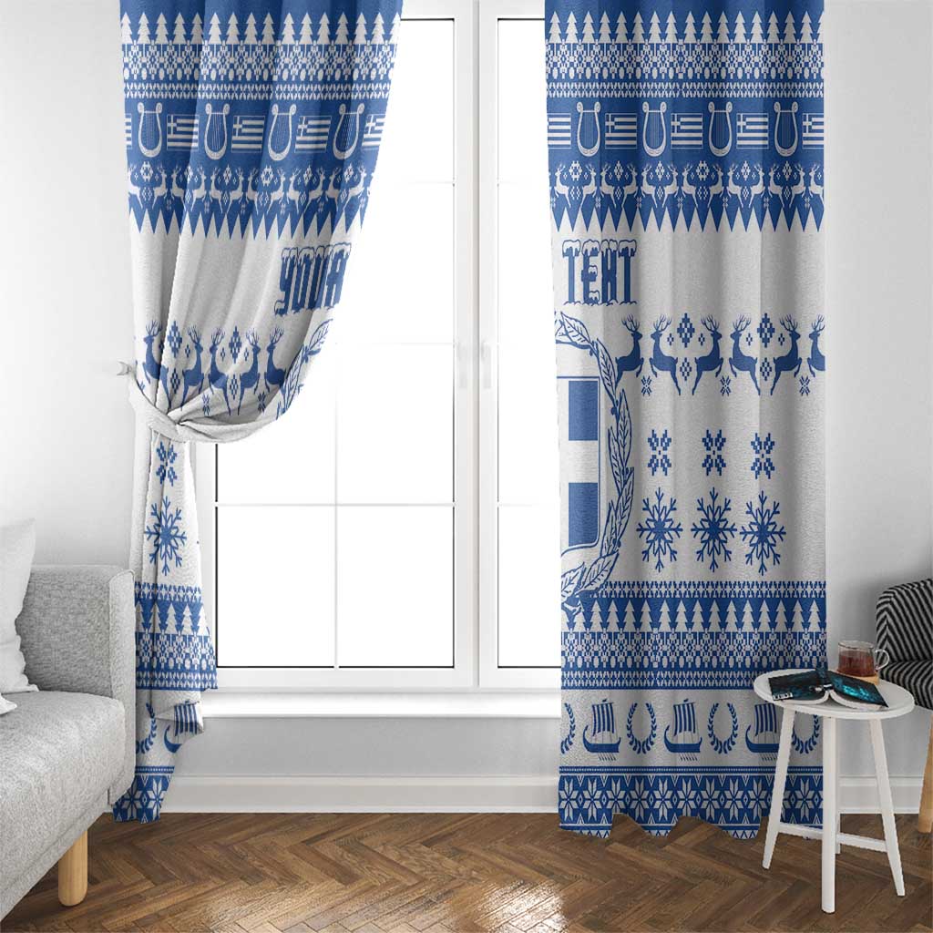 Personalized Christmas Greece Coat Of Arms Window Curtain Hellas Kala Christougena - Wonder Print Shop