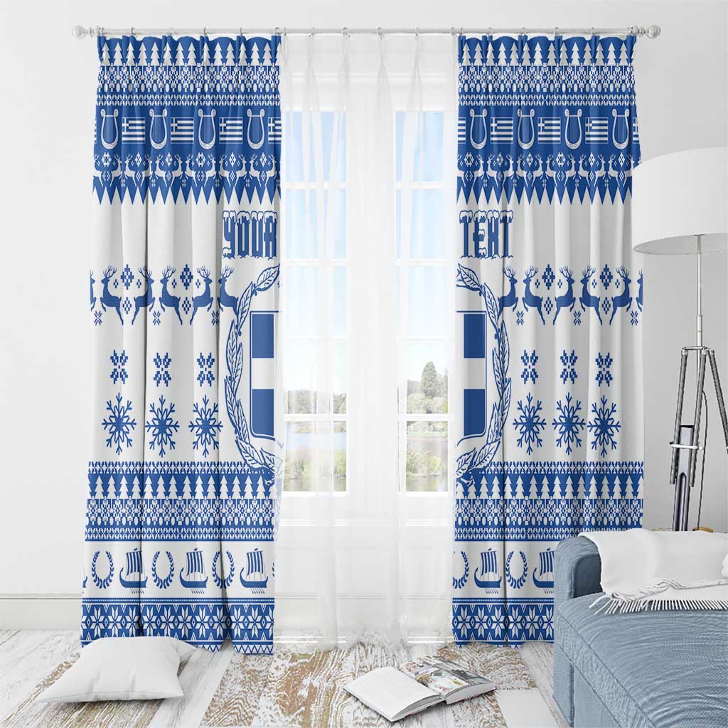 Personalized Christmas Greece Coat Of Arms Window Curtain Hellas Kala Christougena - Wonder Print Shop