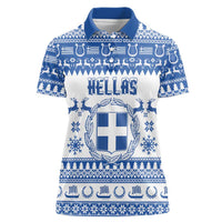 Personalized Christmas Greece Coat Of Arms Women Polo Shirt Hellas Kala Christougena - Wonder Print Shop