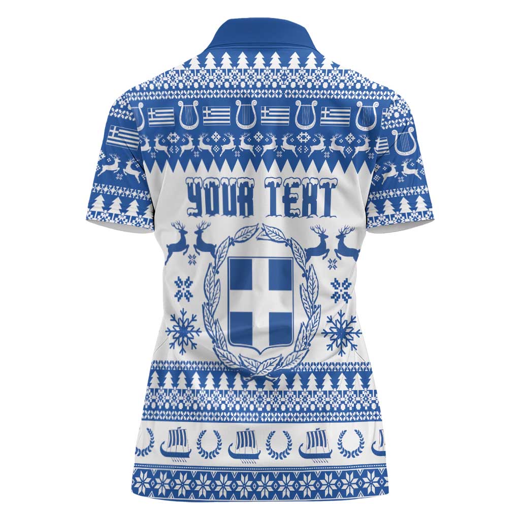 Personalized Christmas Greece Coat Of Arms Women Polo Shirt Hellas Kala Christougena - Wonder Print Shop