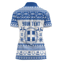 Personalized Christmas Greece Coat Of Arms Women Polo Shirt Hellas Kala Christougena - Wonder Print Shop