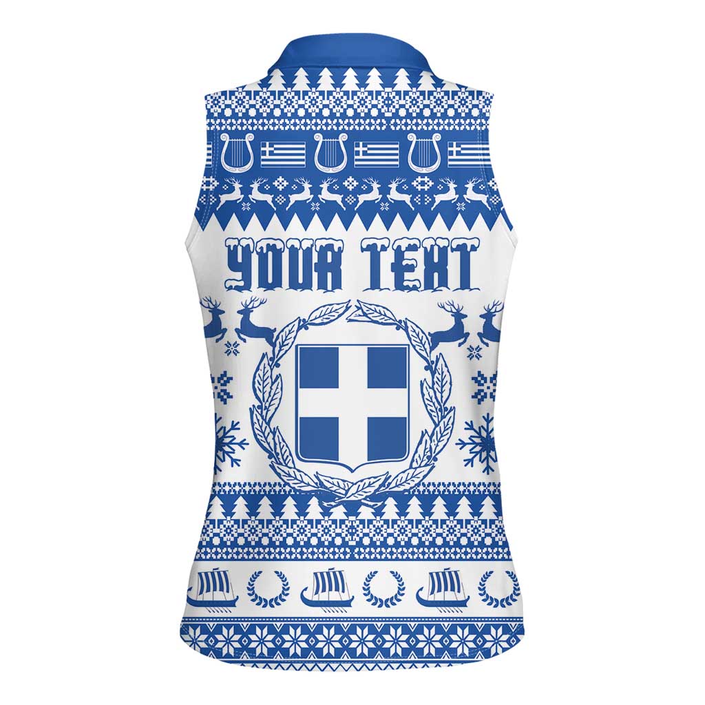 Personalized Christmas Greece Coat Of Arms Women Sleeveless Polo Shirt Hellas Kala Christougena - Wonder Print Shop