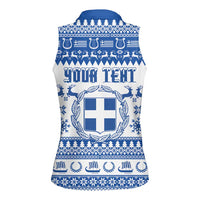 Personalized Christmas Greece Coat Of Arms Women Sleeveless Polo Shirt Hellas Kala Christougena - Wonder Print Shop