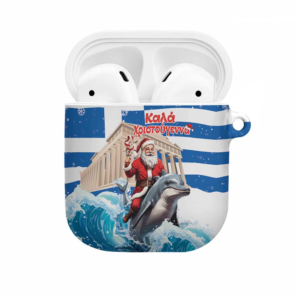 Greece Christmas AirPods Case Santa Claus Riding Dolphin - Wonder Print Shop