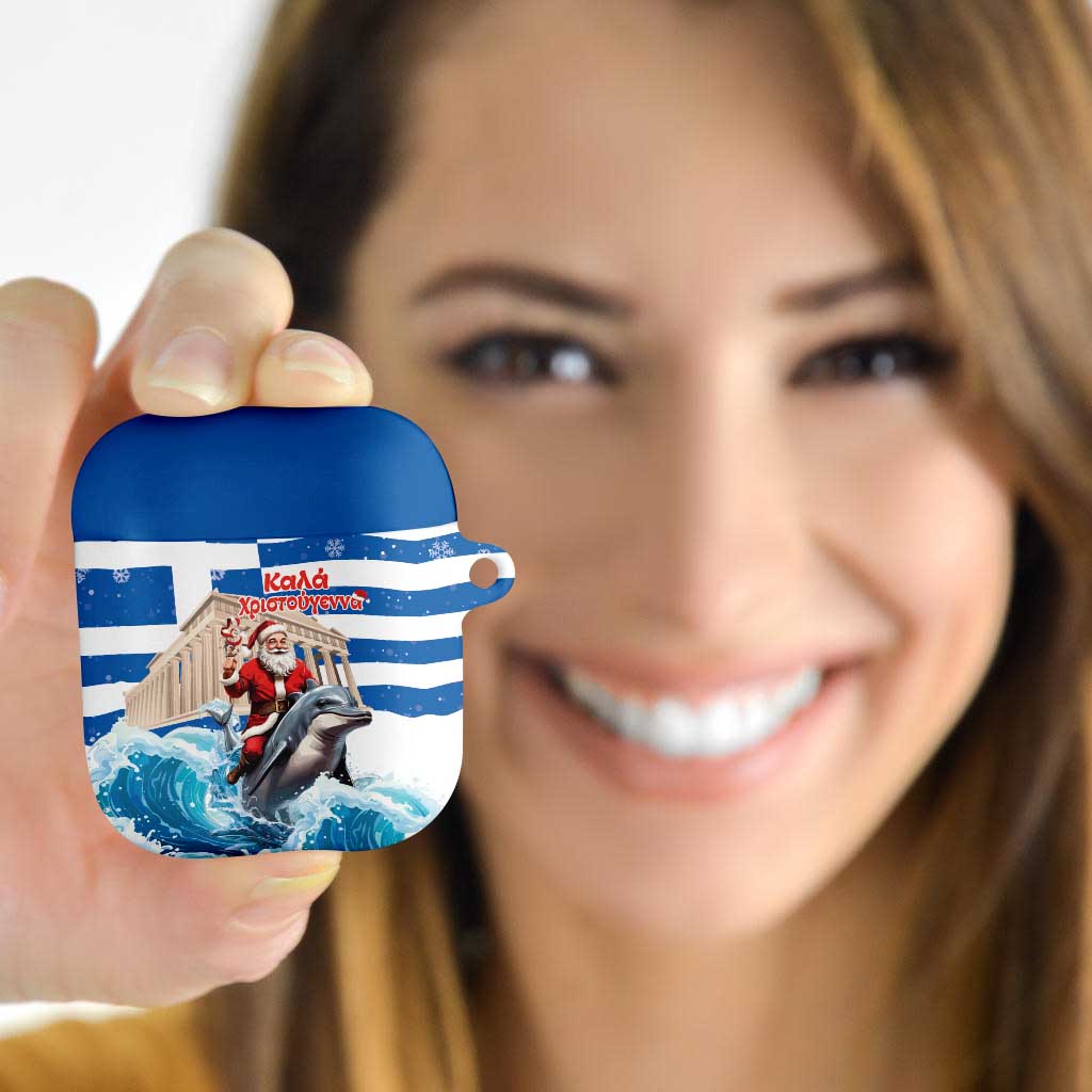 Greece Christmas AirPods Case Santa Claus Riding Dolphin - Wonder Print Shop