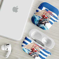 Greece Christmas AirPods Case Santa Claus Riding Dolphin - Wonder Print Shop