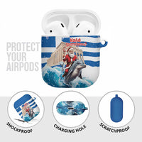 Greece Christmas AirPods Case Santa Claus Riding Dolphin - Wonder Print Shop