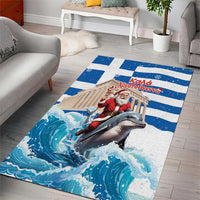 Greece Christmas Area Rug Santa Claus Riding Dolphin - Wonder Print Shop