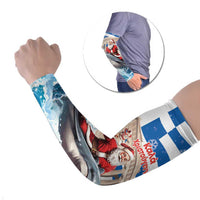 Greece Christmas Arm Sleeves Santa Claus Riding Dolphin - Wonder Print Shop
