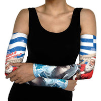 Greece Christmas Arm Sleeves Santa Claus Riding Dolphin - Wonder Print Shop