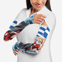 Greece Christmas Arm Sleeves Santa Claus Riding Dolphin - Wonder Print Shop