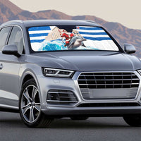 Greece Christmas Auto Sun Shade Santa Claus Riding Dolphin - Wonder Print Shop