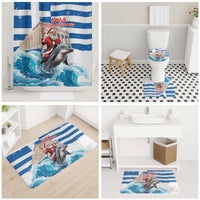 Greece Christmas Bathroom Set Santa Claus Riding Dolphin - Wonder Print Shop