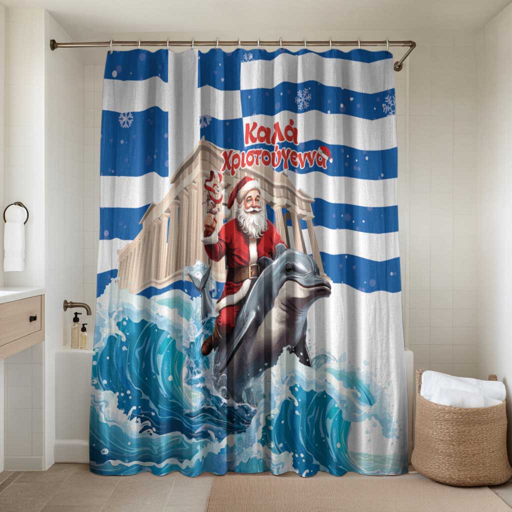 Greece Christmas Bathroom Set Santa Claus Riding Dolphin - Wonder Print Shop
