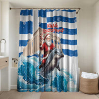 Greece Christmas Bathroom Set Santa Claus Riding Dolphin - Wonder Print Shop