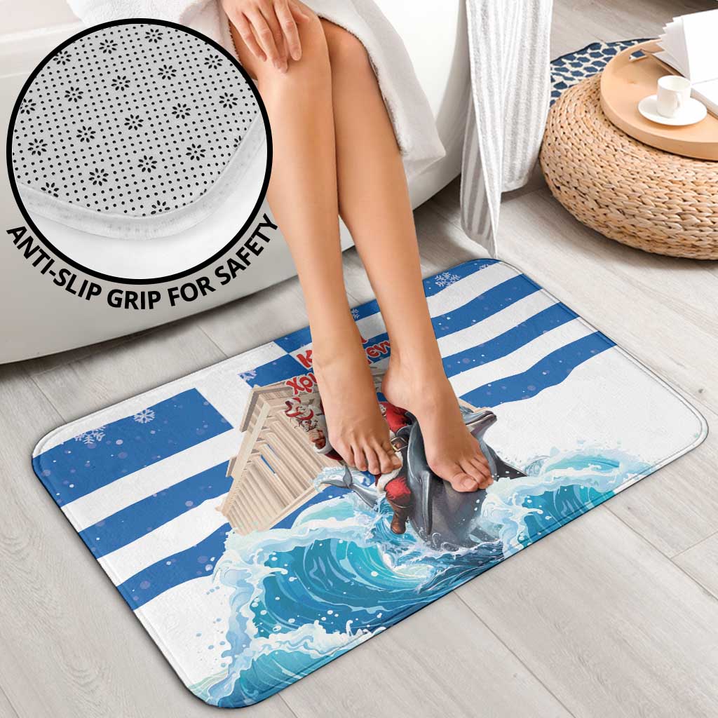 Greece Christmas Bathroom Set Santa Claus Riding Dolphin - Wonder Print Shop