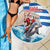 Greece Christmas Beach Blanket Santa Claus Riding Dolphin - Wonder Print Shop