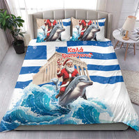 Greece Christmas Bedding Set Santa Claus Riding Dolphin - Wonder Print Shop