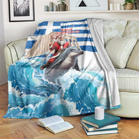 Greece Christmas Blanket Santa Claus Riding Dolphin - Wonder Print Shop