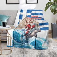 Greece Christmas Blanket Santa Claus Riding Dolphin - Wonder Print Shop