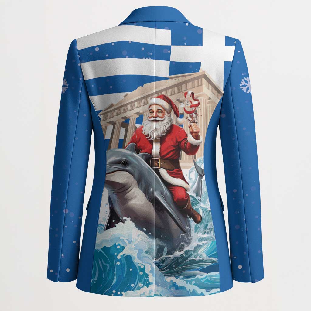 Greece Christmas Blazer Santa Claus Riding Dolphin - Wonder Print Shop